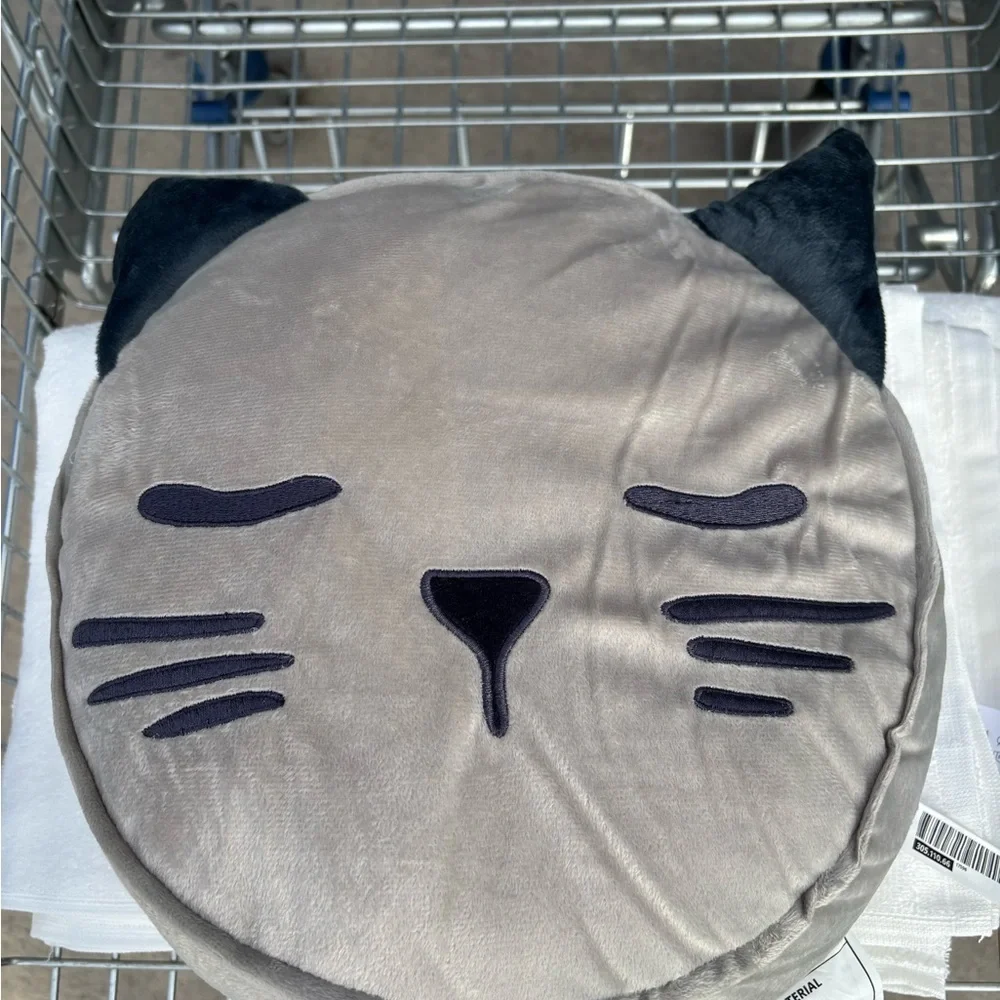 IKEA Gray and Black Cat Face Pillow cushion for bed or sofa new discontinued - Picture 6 of 16